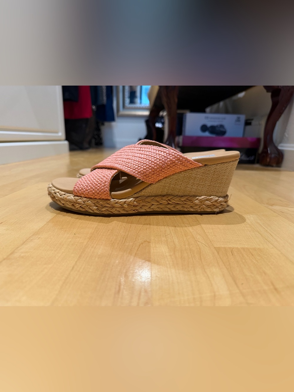 Women’s DV by Dolce Vita Coral Pink Woven Espadrille Wedge Slides, Size: W9